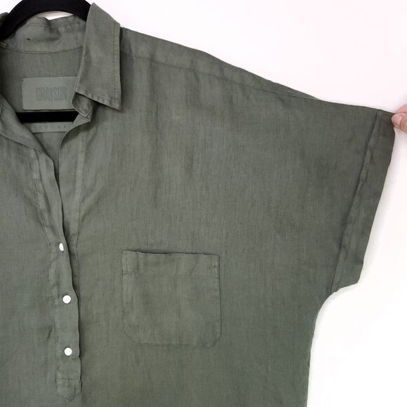 Grayson by Frank & Eileen Linen Shirt Womens Size 03 Half Button Front Top - Picture 10 of 13